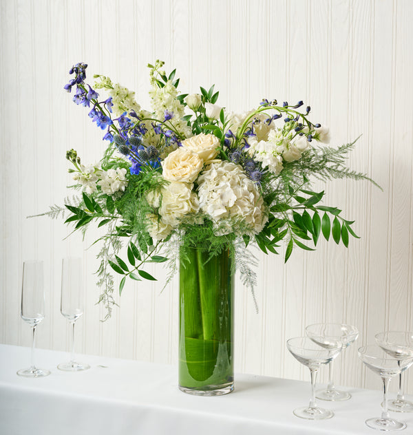 Garden White & Blue Bar Arrangement