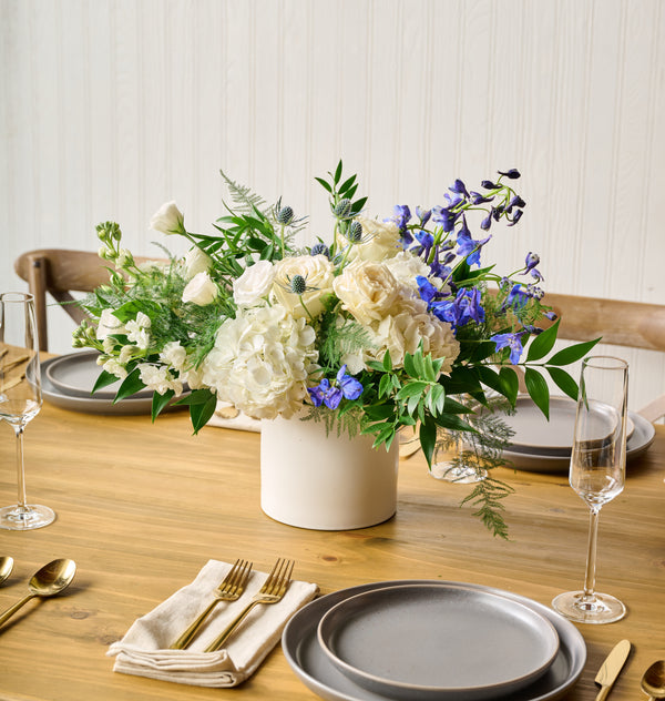 Garden White & Blue Small Centerpiece